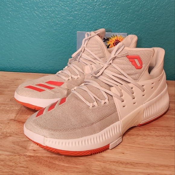 Adidas Dame 3 Damian Lillard Men's Basketball Shoes Concrete/Red/White, Size 14 - Picture 1 of 11